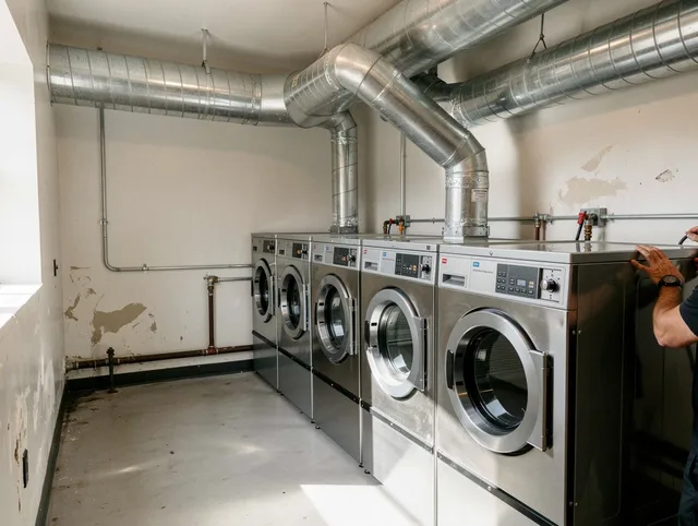 Bristol Dryer Vent Cleaning team performing large-scale commercial dryer vent cleaning in Bristol