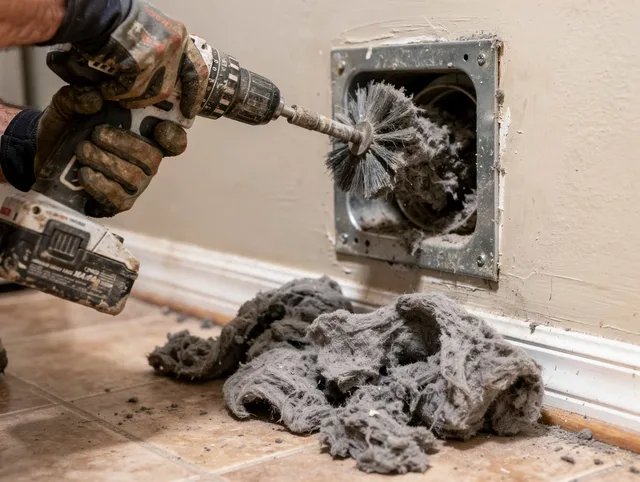 Certified Bristol Dryer Vent Cleaning technician performing dryer vent cleaning in Bristol